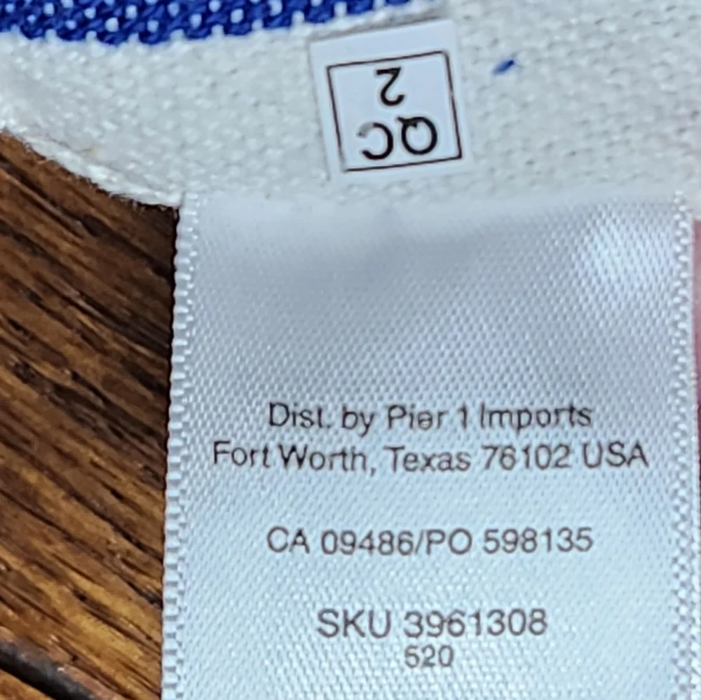 Pier 1 Blue & White Cabana Stripe Cotton Table Runner 72” Coastal NWOT